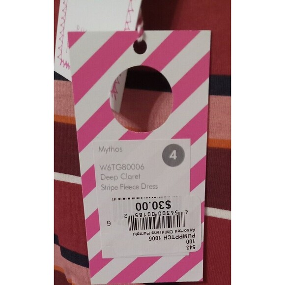 Pumpkin Patch Girls Burgundy Pink Stripe Fleece Pocket Dress Size 4 NWT! Cute! - Picture 9 of 9